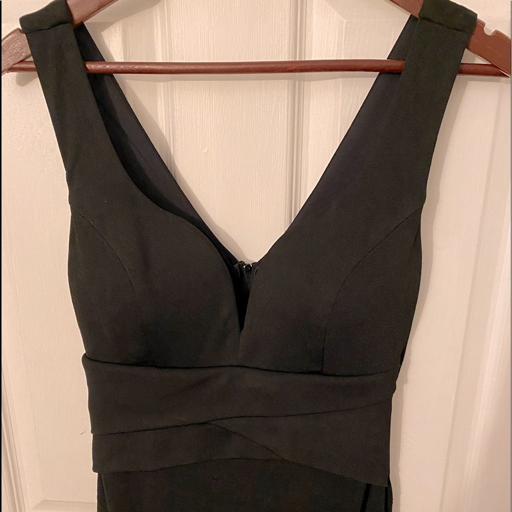 Deep V Sleeveless Black Opera Dress